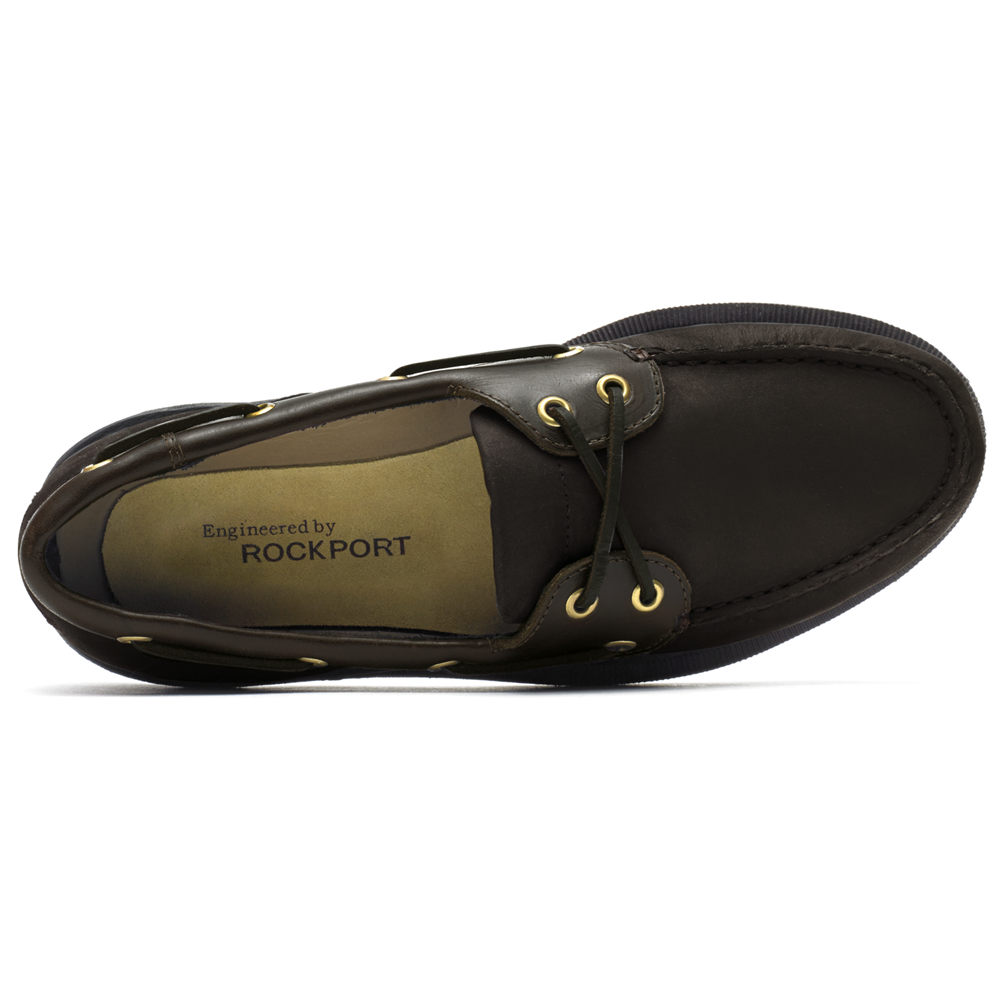 Rockport Mens Perth - Boat Shoes Black - QTM271490